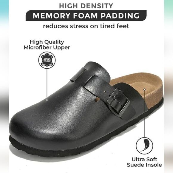 BRAND NEW CUSHIONAIRE LEATHER  CLOGS MULES SLIPPERS SANDALS - Picture 6 of 16